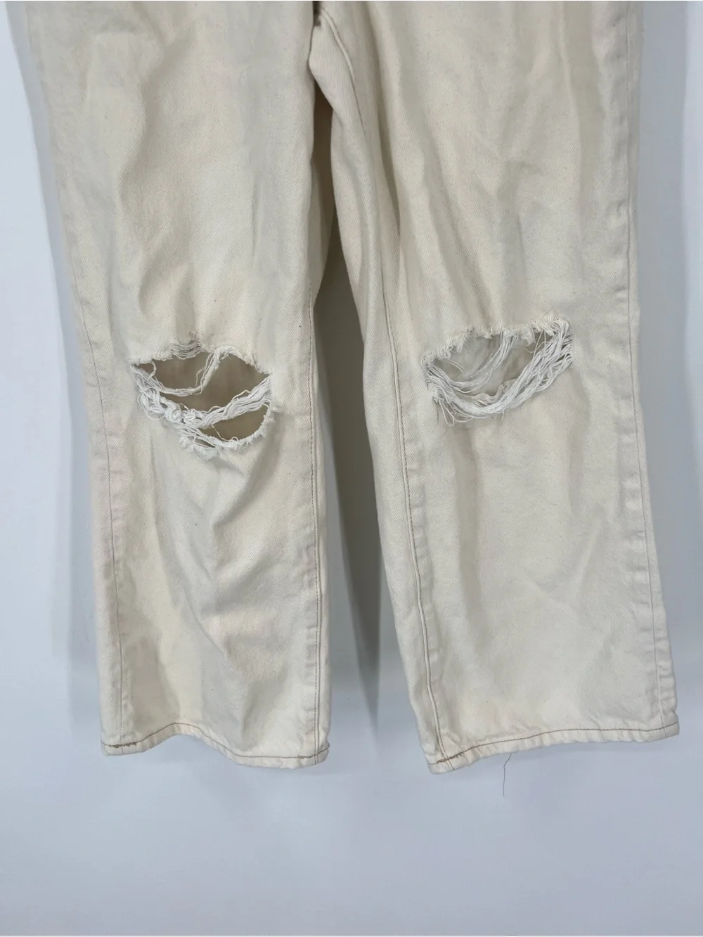We The Free People Ranger Ripped Crop Wide Leg Jeans Button Fly